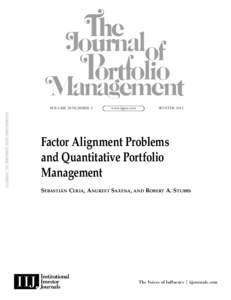 VOLUME 28 NUMBER 2  WINTER 2012 Factor Alignment Problems and Quantitative Portfolio