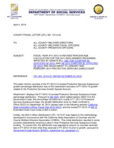 April 4, 2014  COUNTY FISCAL LETTER (CFL) NO[removed]TO: