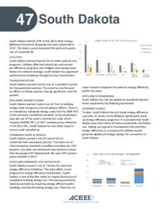 47  South Dakota South Dakota tied for 47th in the 2013 State Energy Efficiency Scorecard, dropping one spot compared to