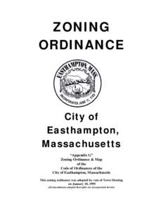 ZONING ORDINANCE City of Easthampton, Massachusetts