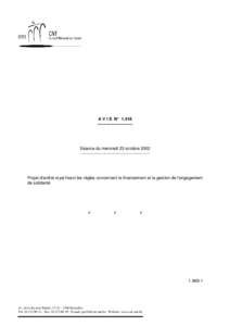 A V I S N° 1.418 ------------------------- Séance du mercredi 23 octobre 2002 -------------------------------------------------