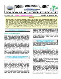 No.7 Special Issue:  Issued on 5th September, 2012 October – December 2012 Season Summary