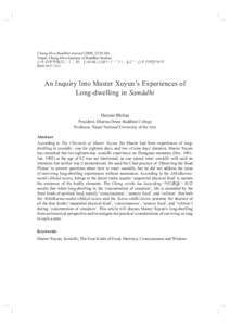 Chung-Hwa Buddhist Journal (2009, 22:[removed]Taipei: Chung-Hwa Institute of Buddhist Studies 中華佛學學報第二十二期　頁45-68 (民國九十八年)，臺北：中華佛學研究所 ISSN:[removed]An Inquiry In