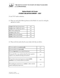 National Healer’s Art Course STUDENT EVALUATION SUMMARY – UCSF 35 total UCSF student evaluations (1) Please rate each of the following elements of the Healer’s Art course by circling the appropriate number.