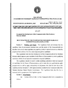 THE SENATE FOURTEENTH NORTHERN MARIANAS COMMONWEALTH LEGISLATURE FOURTH REGULAR SESSION, 2005  PUBLIC LAW NO[removed]