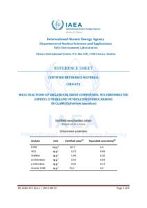 International Atomic Energy Agency Department of Nuclear Sciences and Applications IAEA Environment Laboratories Vienna International Centre, P.O. Box 100, 1400 Vienna, Austria  REFERENCE SHEET