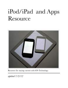 iPod/iPad and Apps Resource Resource for staying current with iOS Technology  updated[removed]