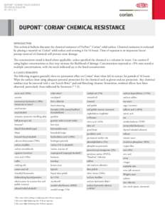DUPONT™ CORIAN® SOLID SURFACE TECHNICAL BULLETIN NA/ENGLISH DuPont Corian Chemical Resistance ™