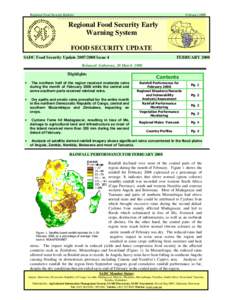 Regional Food Security Bulletin  February 2008 Regional Food Security Early Warning System