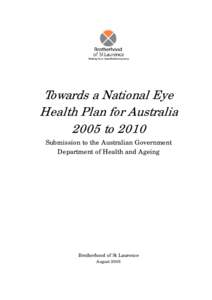 Towards a National Eye Health Plan for Australia - Brotherhood submission