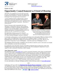 WSHFC | Friend of Housing 2013 | Opportunity Council