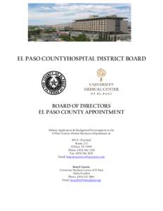 El Paso /  Texas / Board of directors / Texas / Anthony Cobos / Virginia Board of Health / University Medical Center / Business / Geography of Texas