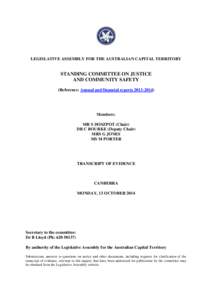 Standing Committee on Justice and Community Safety - 13 October 2014