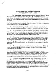 ,  BEFORE THE PUBLIC UTILITIES COMMISSION OF THE STATE OF SOUTH DAKOTA  This AGREEMENT, is made and entered into by Beresford Municipal Electric