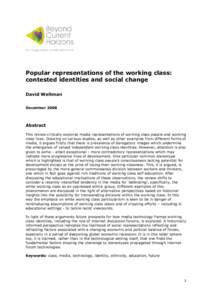 Popular representations of the working class: contested identities and social change David Weltman DecemberAbstract