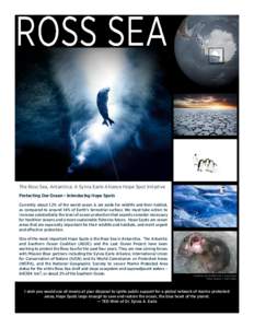 The Ross Sea, Antarctica: A Sylvia Earle Alliance Hope Spot Initiative Protecting Our Ocean – Introducing Hope Spots Currently about 1.2% of the world ocean is set aside for wildlife and their habitat, as compared to a