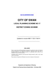 GO TO CONTENTS PAGE  CITY OF SWAN LOCAL PLANNING SCHEME NO 17 DISTRICT ZONING SCHEME