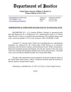 United States Attorney William J. Hochul, Jr. Western District of New York FOR IMMEDIATE RELEASE NOVEMBER 5, 2012  CONTACT: