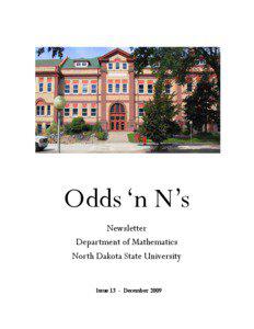 Odds ‘n N’s Newsletter Department of Mathematics