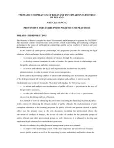 THEMATIC COMPILATION OF RELEVANT INFORMATION SUBMITTED BY POLAND ARTICLE 5 UNCAC PREVENTIVE ANTI-CORRUPTION POLICIES AND PRACTICES  POLAND (THIRD MEETING)