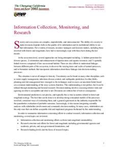 CHAPTER 7. GOVERNANCE Information Collection, Monitoring, and Research OCTOBER 2003 Information Collection, Monitoring, and Research