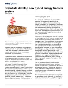 Scientists develop new hybrid energy transfer system