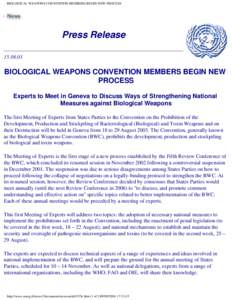 International law / Biological warfare / International relations / Biological Weapons Convention