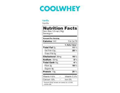 COOLWHEY Vanilla Vanille Nutrition Facts Serv Size 1/2 cup (76g)