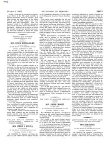 October 2, 2001 Finally, I would like to recognize the inspirational efforts of the fifth grade students at Mound Elementary School in Ventura. They have chosen the preservation of the Island Fox as their G.A.T.E. projec