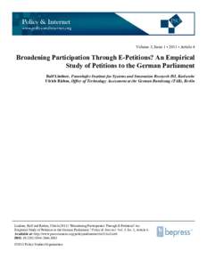 Broadening Participation Through E-Petitions? An Empirical Study of Petitions to the German Parliament