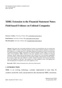 The International Journal of Digital Accounting Research Vol. 16, 2016, ppISSN: XBRL Extension to the Financial Statement Notes: Field-based Evidence on Unlisted Companies