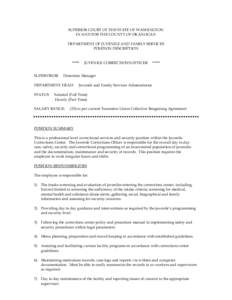 SUPERIOR COURT OF THE STATE OF WASHINGTON IN AND FOR THE COUNTY OF OKANOGAN DEPARTMENT OF JUVENILE AND FAMILY SERVICES POSITION DESCRIPTION  *****