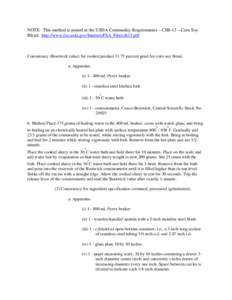 NOTE: This method is posted in the USDA Commodity Requirements – CSB-13 – Corn Soy Blend. http://www.fsa.usda.gov/Internet/FSA_File/csb13.pdf Consistency (Bostwick value) for cooked product[removed]percent gruel for co