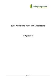 2011 All-Island Fuel Mix Disclosure  17 April 2013 Page 1