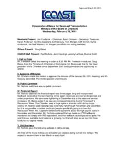 Approved March 23, 2011  Cooperative Alliance for Seacoast Transportation Minutes of the Board of Directors Wednesday, February 23, 2011