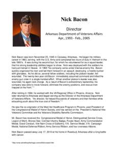 Nick Bacon / Bacon / Medal of Honor / Caraway /  Arkansas / United States Marines / Awards and decorations of the United States Army / Military personnel / United States