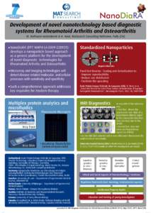 NanoDiaRA Development of novel nanotechnology based diagnostic systems for Rheumatoid Arthritis and Osteoarthritis M. Hofmann-Amtenbrink & A. Hool, MatSearch Consulting Hofmann, Pully (CH)   NanoDiaRA (FP7 NMP4-LA-2009