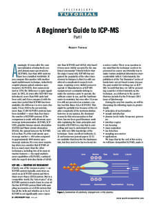 S P E C T R O S C O P Y  TUTORIAL A Beginner’s Guide to ICP-MS Part I