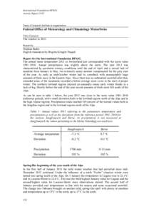 International Foundation HFSJG Activity Report 2013 Name of research institute or organization:  Federal Office of Meteorology and Climatology MeteoSwiss