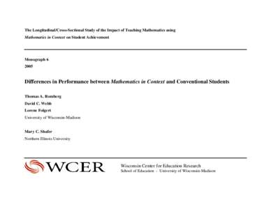 Thomas A. Romberg / Year of birth missing / Mathematics education / University of Wisconsin–Madison / Madison /  Wisconsin / Longitudinal study / Statistics / Mathematical sciences / Science