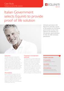 Case Study Citibank proof of life solution Italian Government selects Equiniti to provide proof of life solution