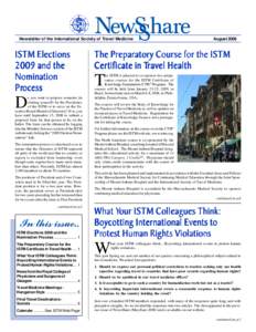Newsletter of the International Society of Travel Medicine  ISTM Elections 2009 and the Nomination Pr
