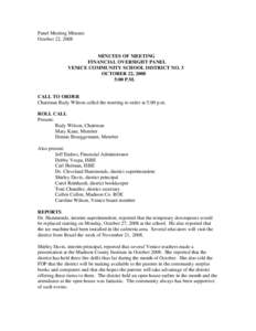 Financial Oversight Panel Meeting Minutes October 22, 2008 Venice CUSD #3