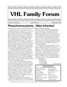 VHL Family Forum Volume 10, Number 3 ISSN[removed]September 2002