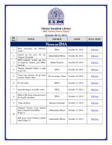 Vikram Sarabhai Library IIMA Weekly News Digest (October 06-12, 2014) SR. NO.