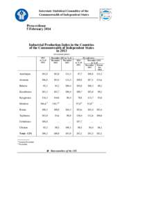 Interstate Statistical Committee of the Commonwealth of Independent States Press-release 5 February 2014