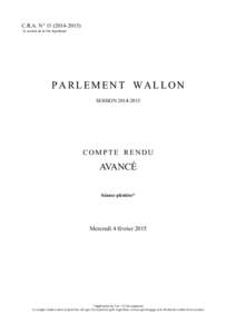 C.R.A. N° [removed]2e session de la 10e législature PARLEMENT WALLON SESSION[removed]