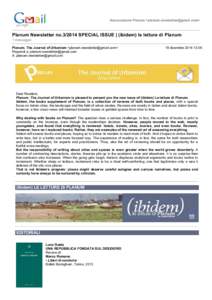 Associazione Planum <>  Planum Newsletter no SPECIAL ISSUE | (ibidem) le letture di Planum 1 messaggio  Planum. The Journal of Urbanism <>