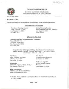 I1-0656 CITY OF LOS ANGELES INTERIM CONTROL ORDINANCE HARDSHIP EXEMPTION APPLICATION Form Created