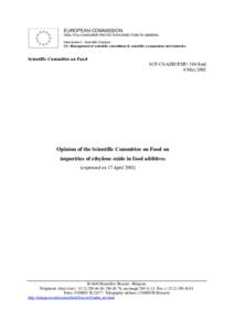 EUROPEAN COMMISSION HEALTH & CONSUMER PROTECTION DIRECTORATE-GENERAL Directorate C - Scientific Opinions C2 - Management of scientific committees II; scientific co-operation and networks  Scientific Committee on Food